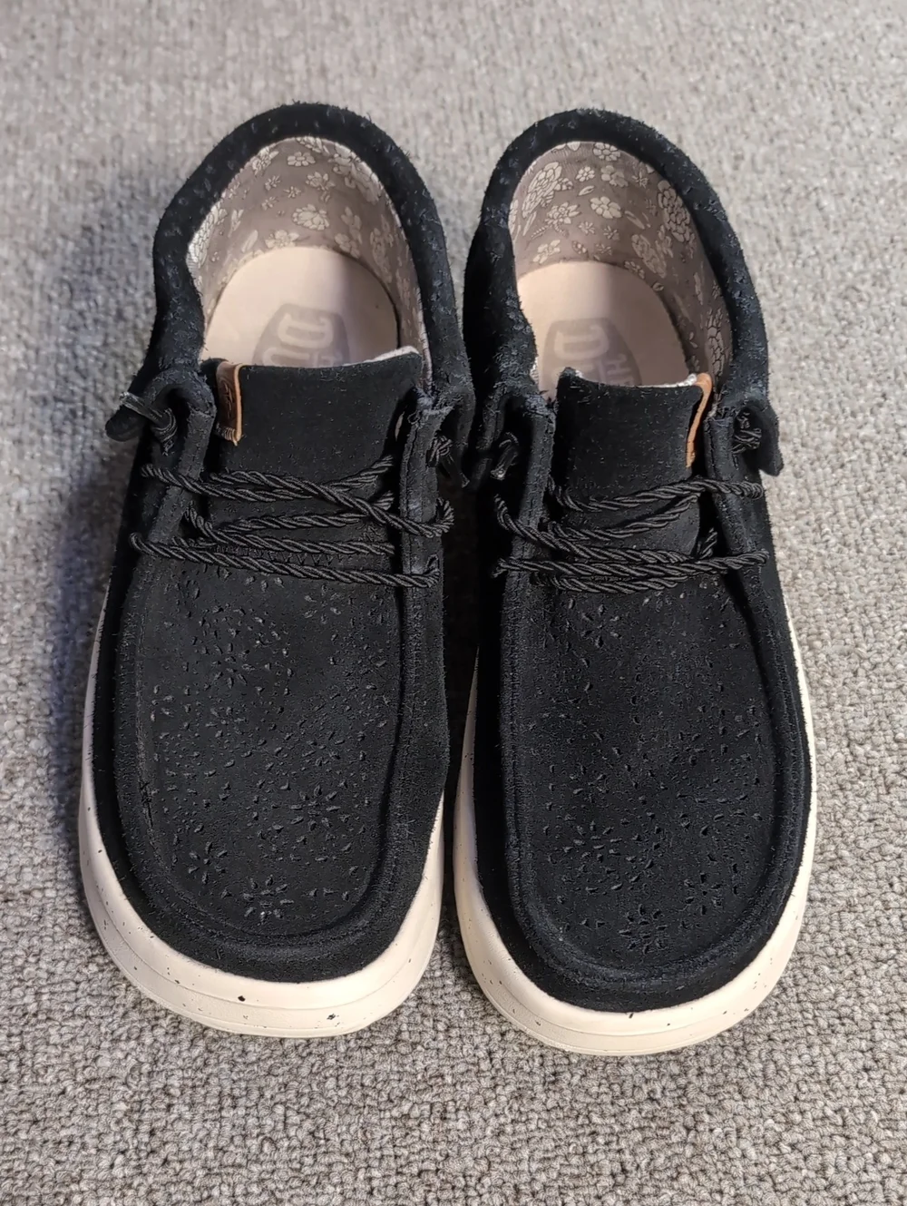 Hey Dude Wendy Peak Fold Boots Suede Black Size 8.0 Chunky Platform